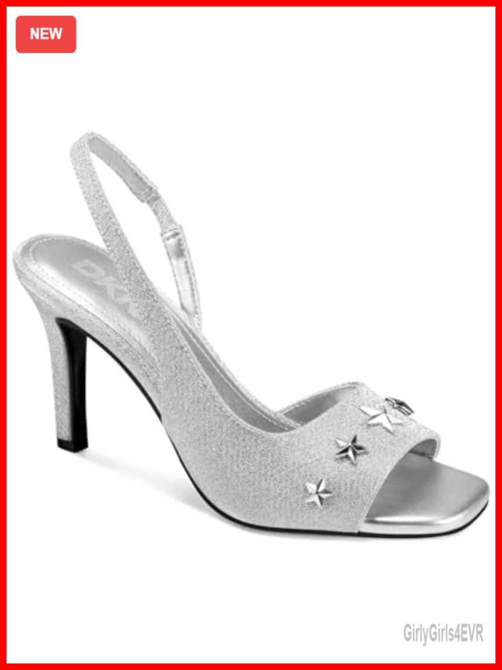 Ankle Strap Stiletto Heel with Star Embellishments Open Toe Pull-On